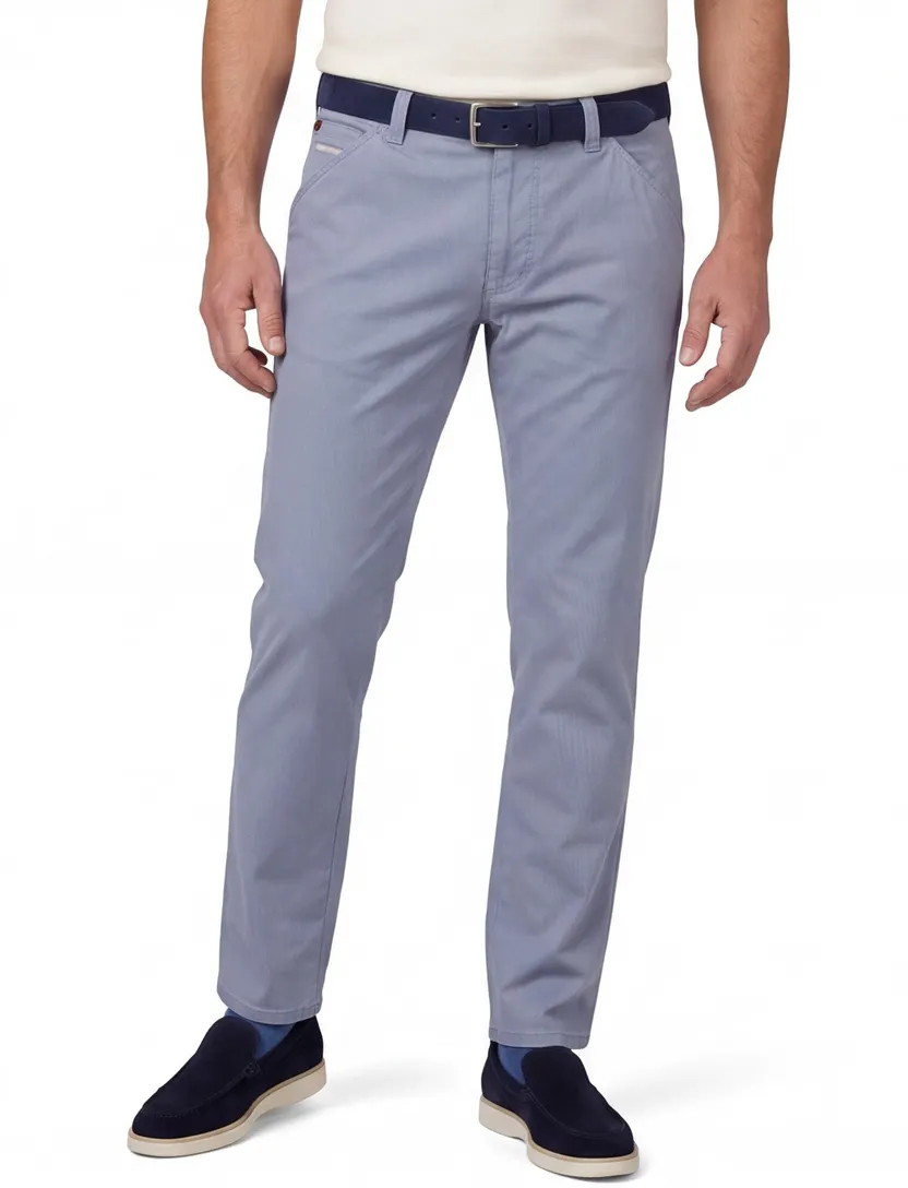 Meyer broek Chicago blauw gestreept katoen