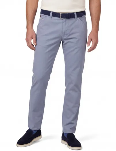 Meyer Meyer katoenen broek Chicago blauw gestreept