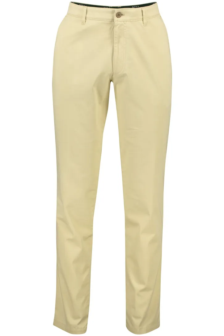 Katoenen M.E.N.S. broek effen lichtgeel chino normale fit