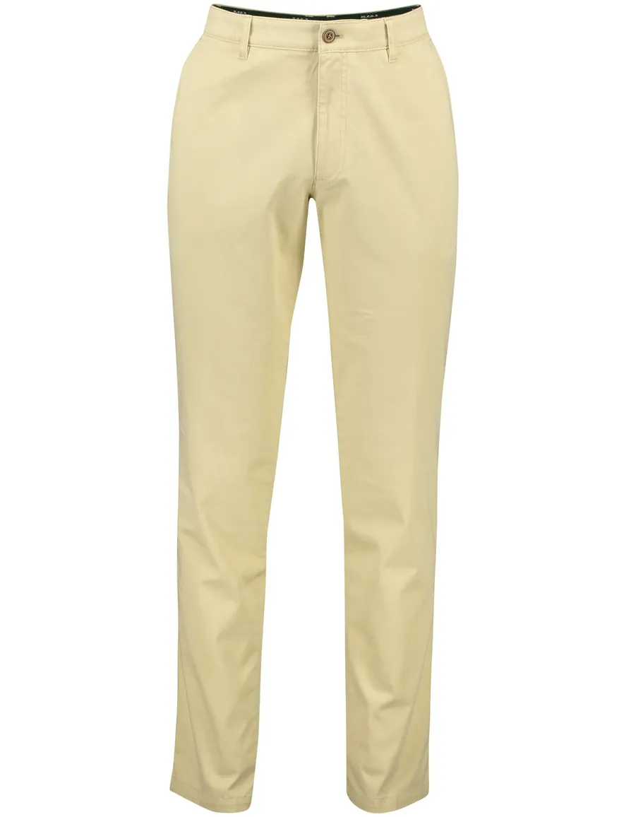 M.E.N.S. broek lichtgeel effen katoen normale fit