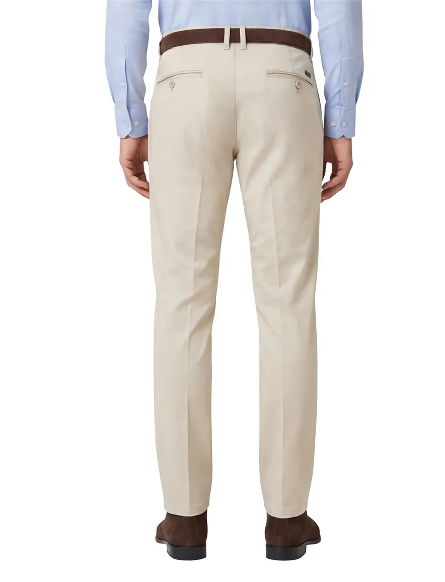 M.E.N.S. modern fit katoenen broek Meran creme
