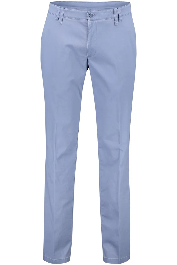 katoenen M.E.N.S. broek effen lichtblauw wijde fit