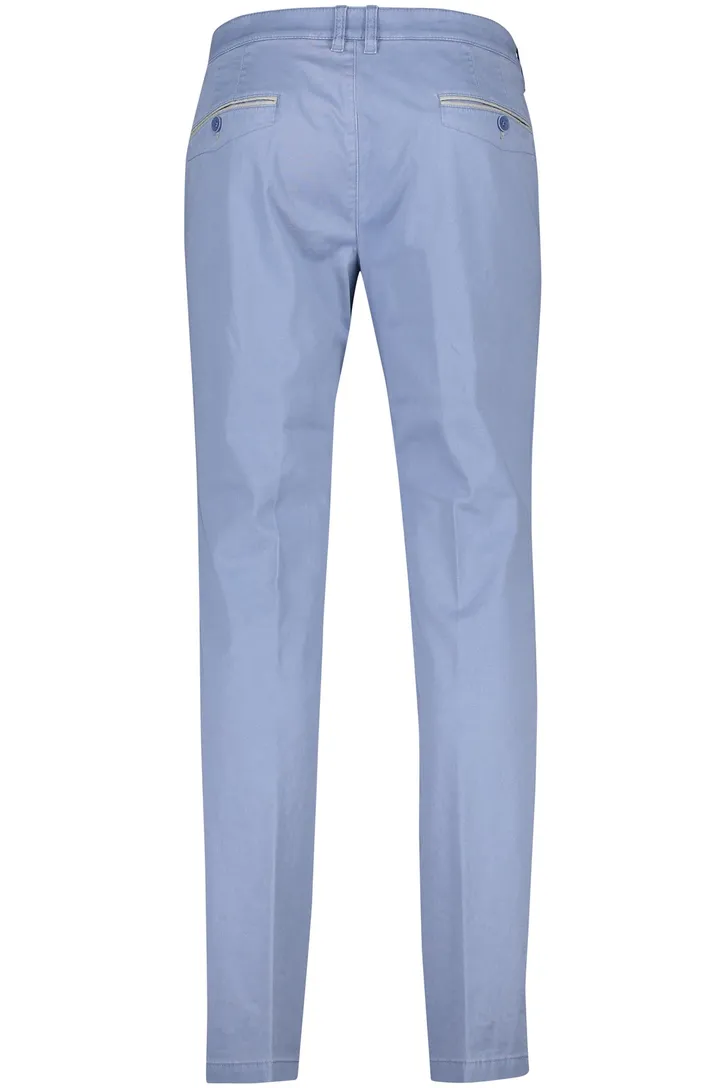 katoenen M.E.N.S. broek effen lichtblauw wijde fit