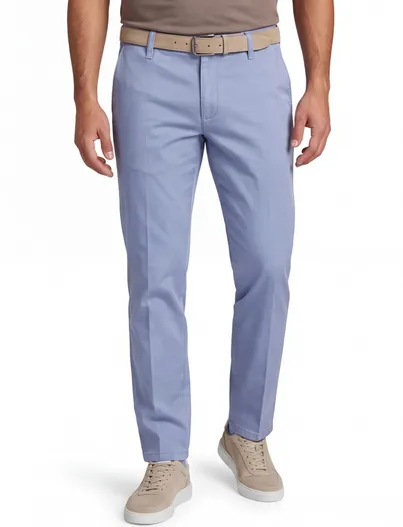 M.E.N.S. katoenen M.E.N.S. broek effen lichtblauw wijde fit