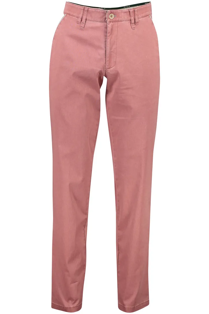 Katoenen M.E.N.S. broek effen roze chino wijde fit