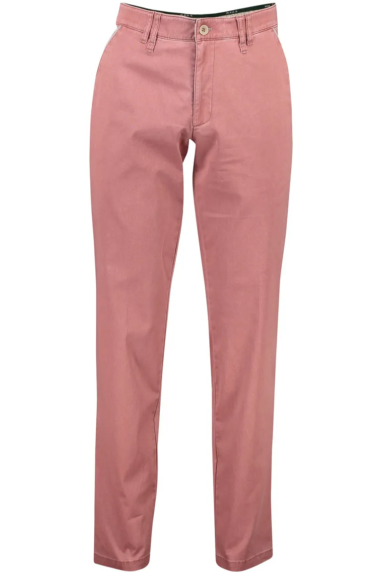 M.E.N.S. broek roze effen katoen chino wijde fit