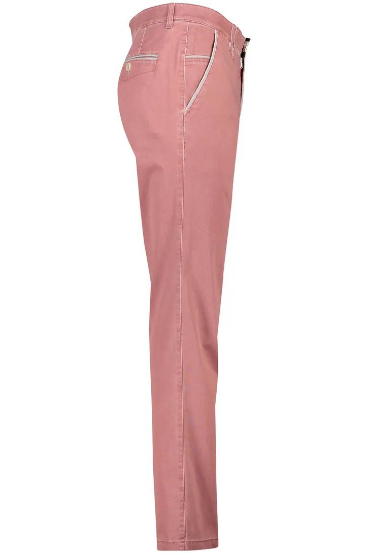 Katoenen M.E.N.S. broek effen roze chino wijde fit