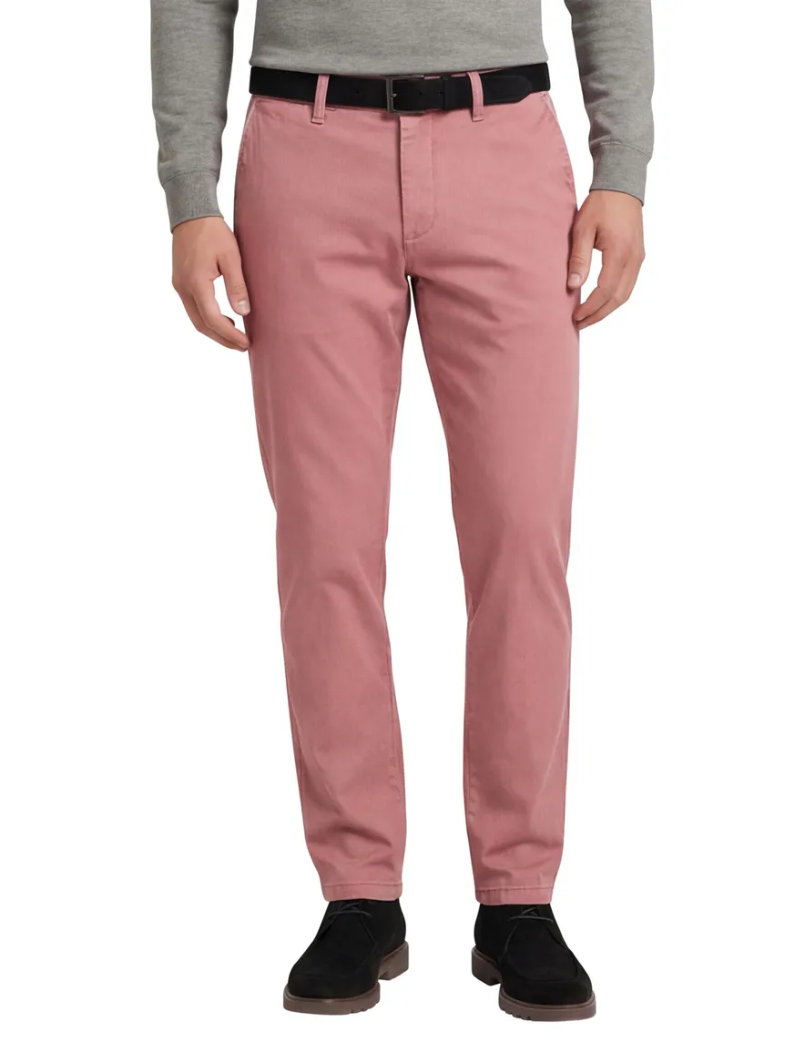 M.E.N.S. broek roze effen katoen chino wijde fit
