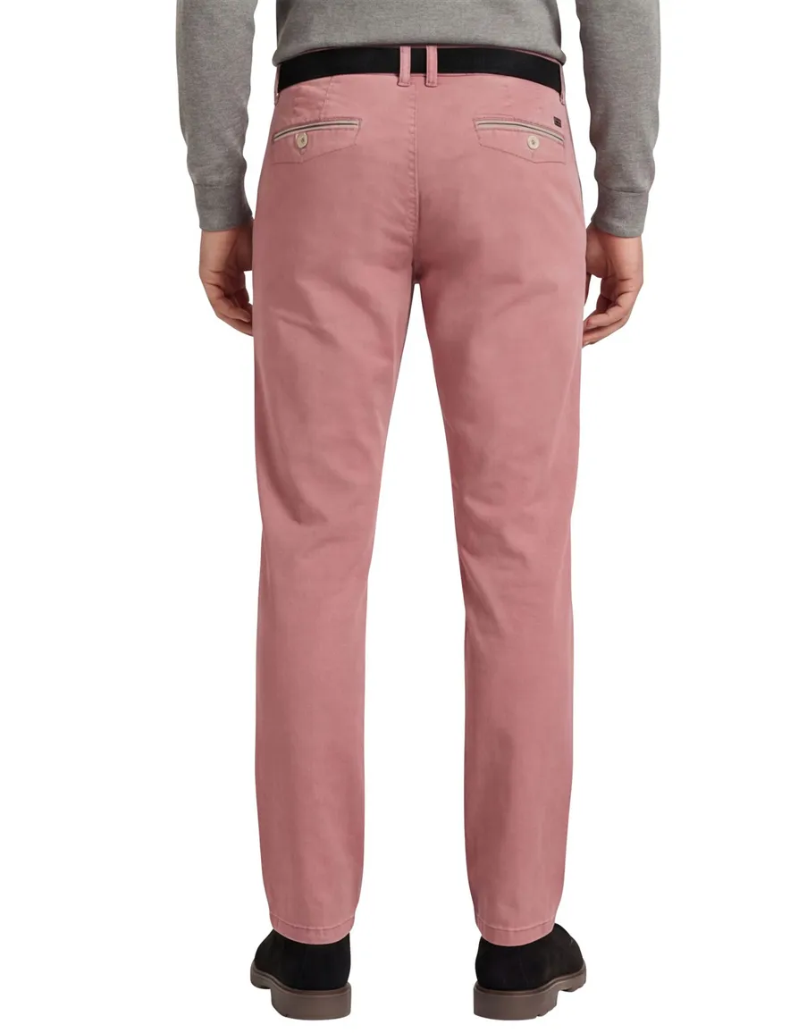 M.E.N.S. broek roze effen katoen chino wijde fit