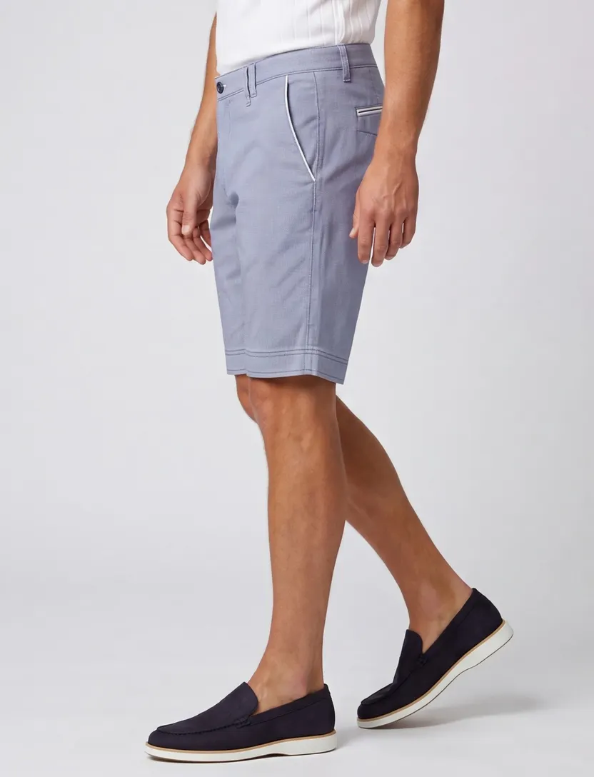 katoenen M.E.N.S. korte broek Bari blauw gemeleerd