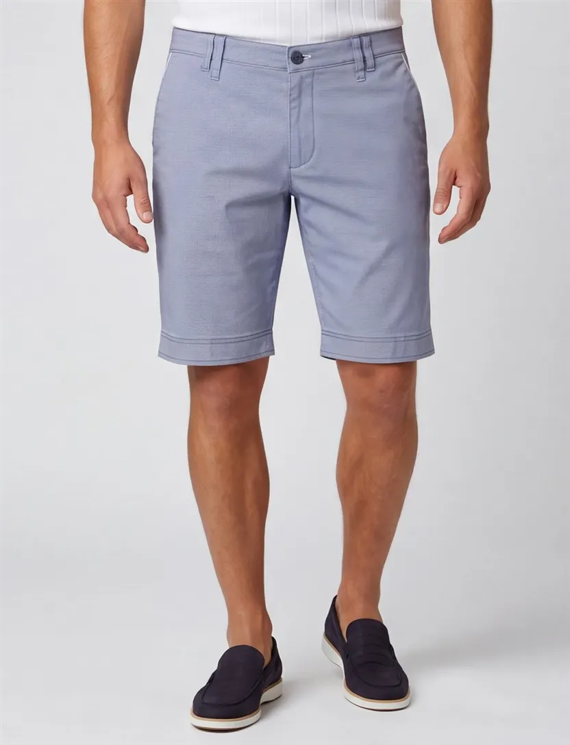 katoenen M.E.N.S. korte broek Bari blauw gemeleerd