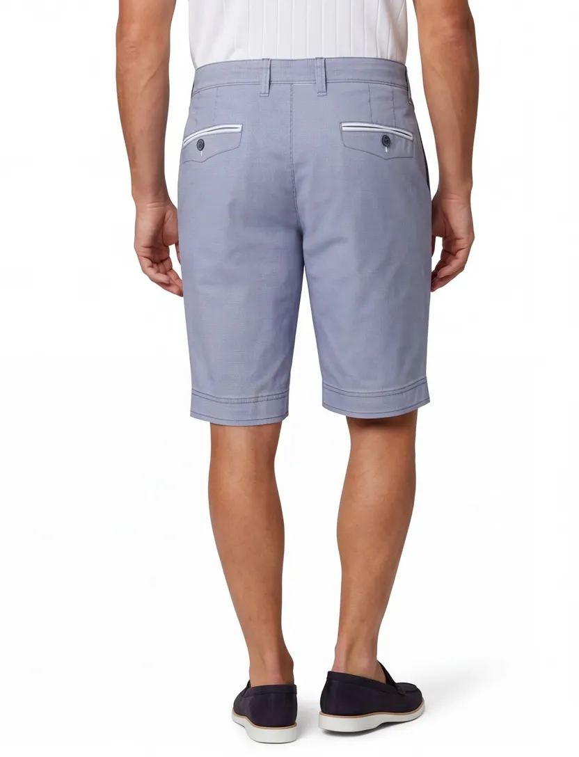 katoenen M.E.N.S. korte broek Bari blauw gemeleerd