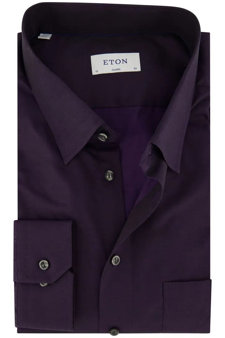 Eton business overhemd wijde fit effen aubergine