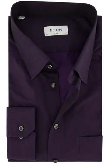 Eton Eton overhemd classic fit effen aubergine