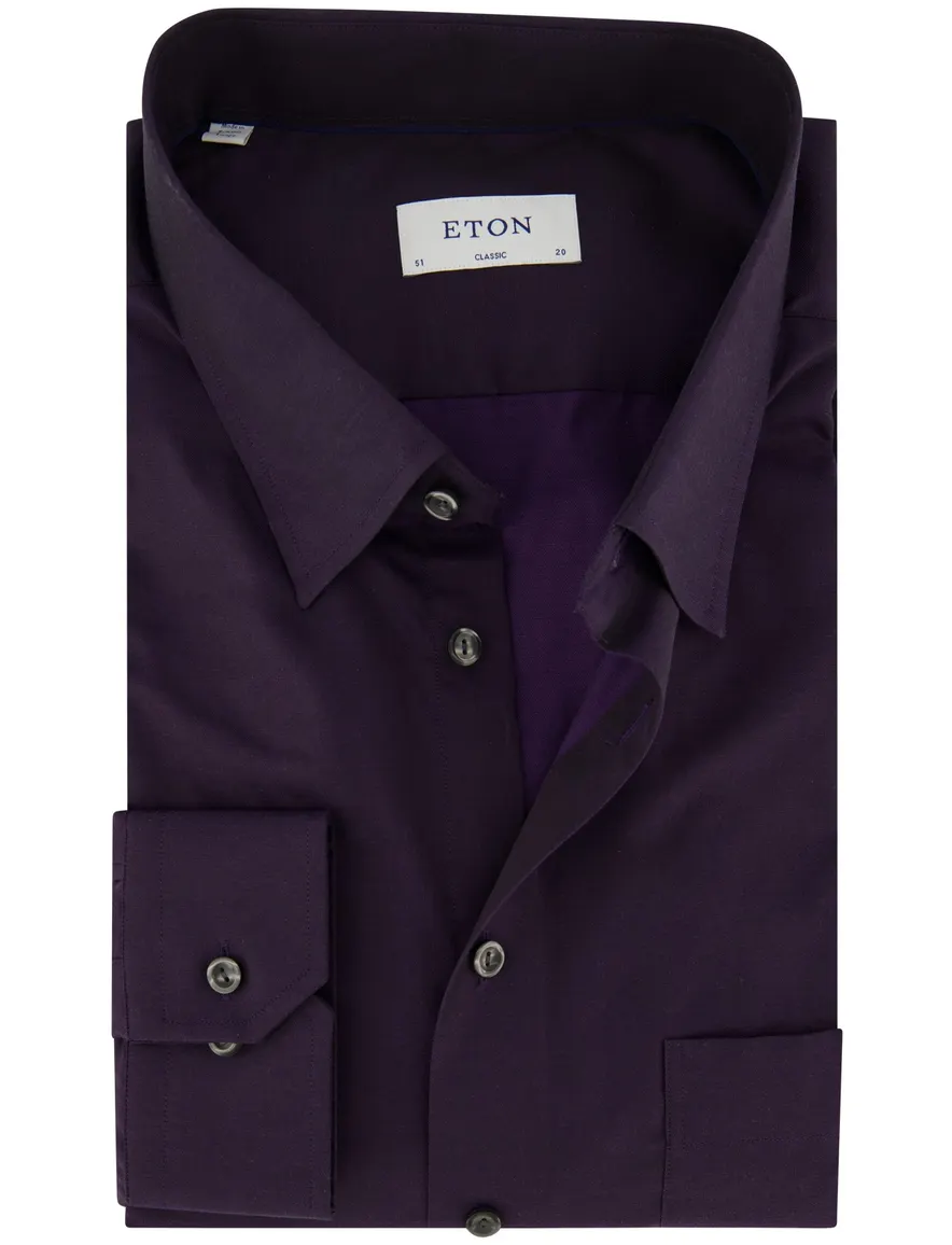 Eton overhemd Classic Fit effen aubergine