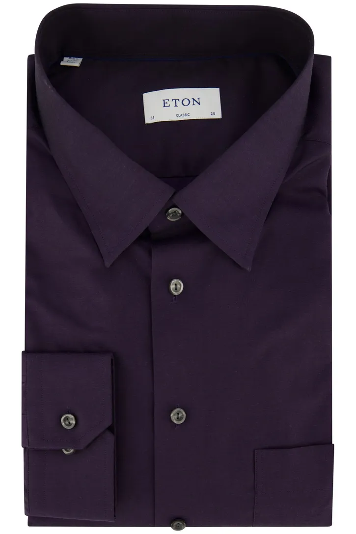 Eton business overhemd wijde fit effen aubergine