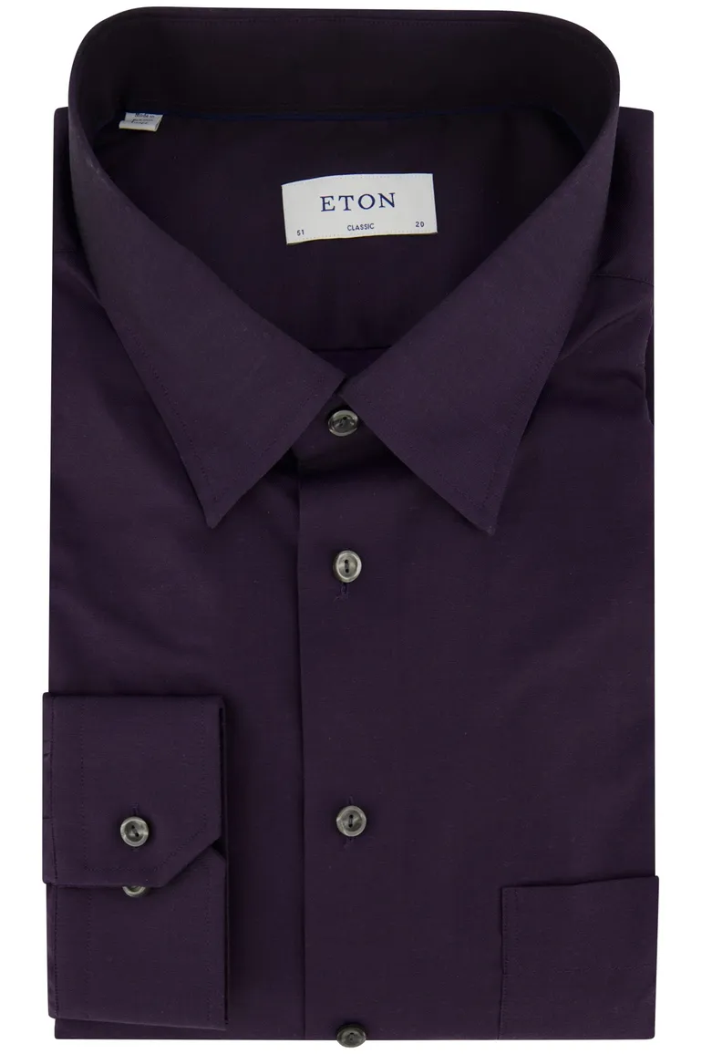 Eton overhemd aubergine Classic Fit