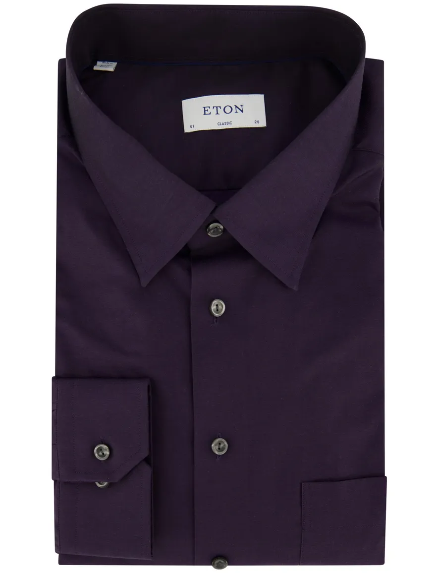 Eton overhemd Classic Fit effen aubergine