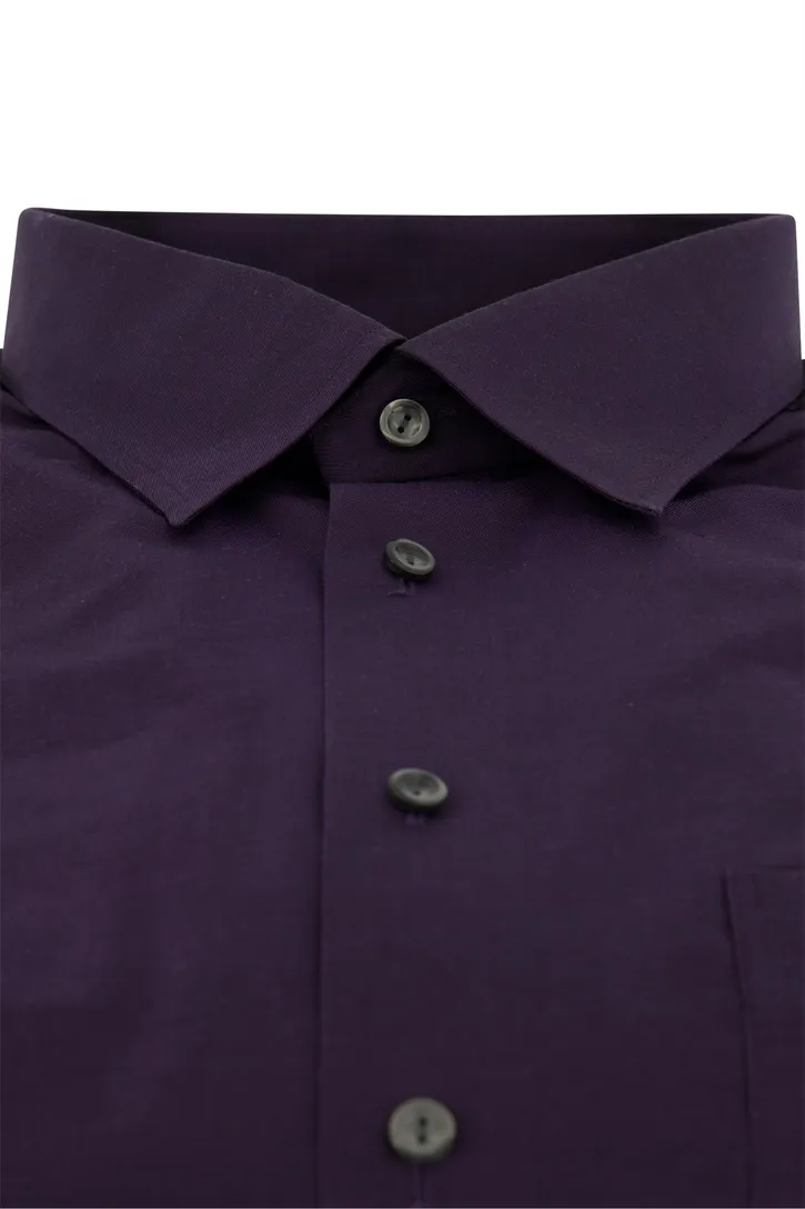 Eton business overhemd wijde fit effen aubergine