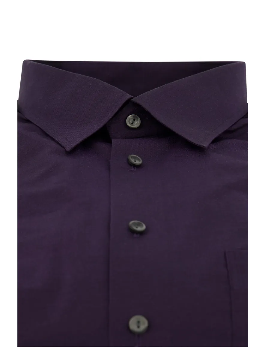 Eton overhemd Classic Fit effen aubergine