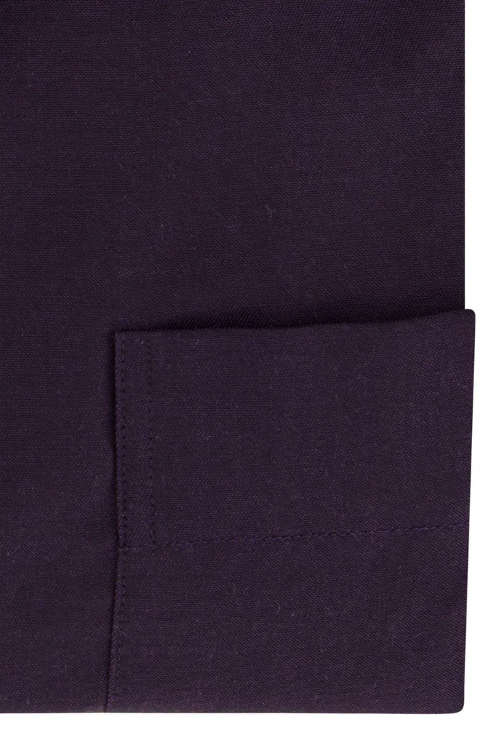 Eton Business overhemd Classic Fit effen aubergine