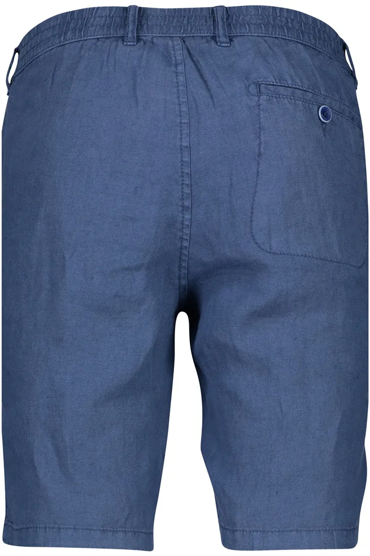 Brax effen korte broek blauw linnen