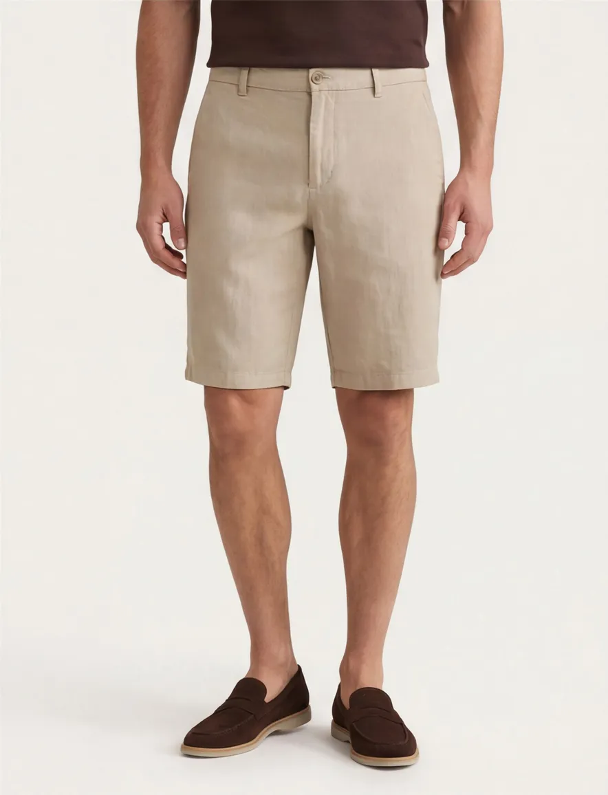 Brax korte broek beige effen linnen normale fit