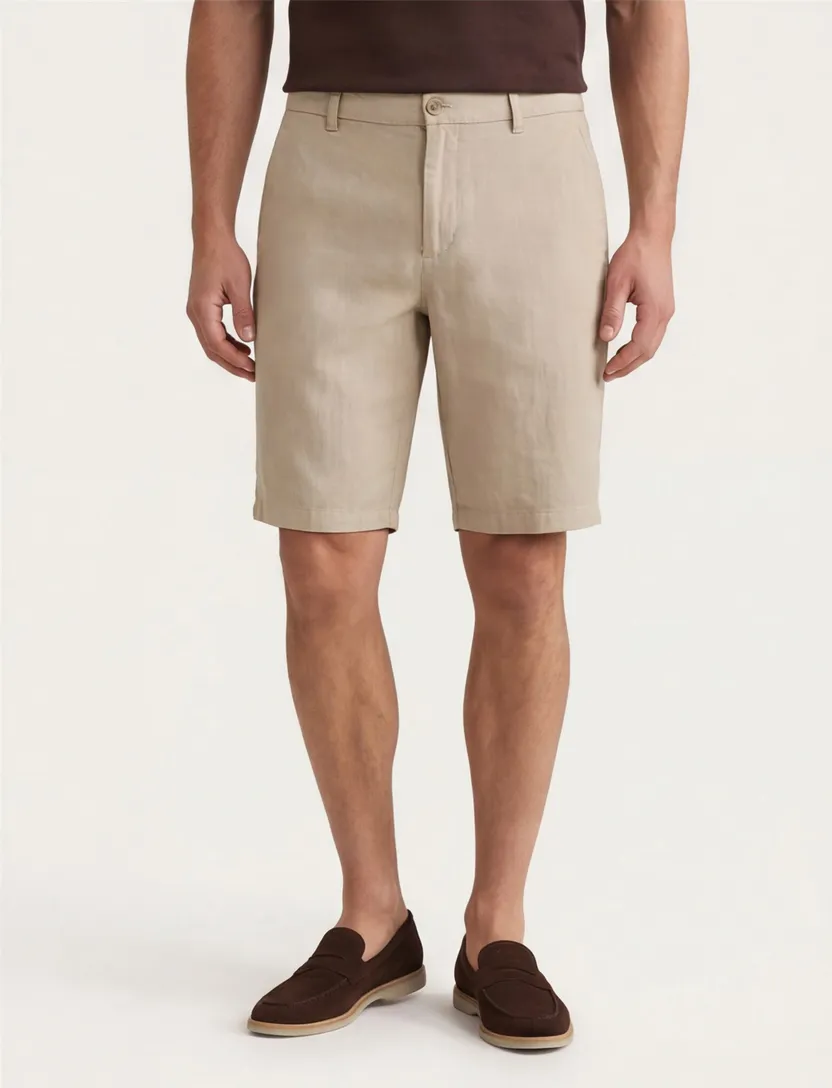 Brax korte broek beige linnen normale fit
