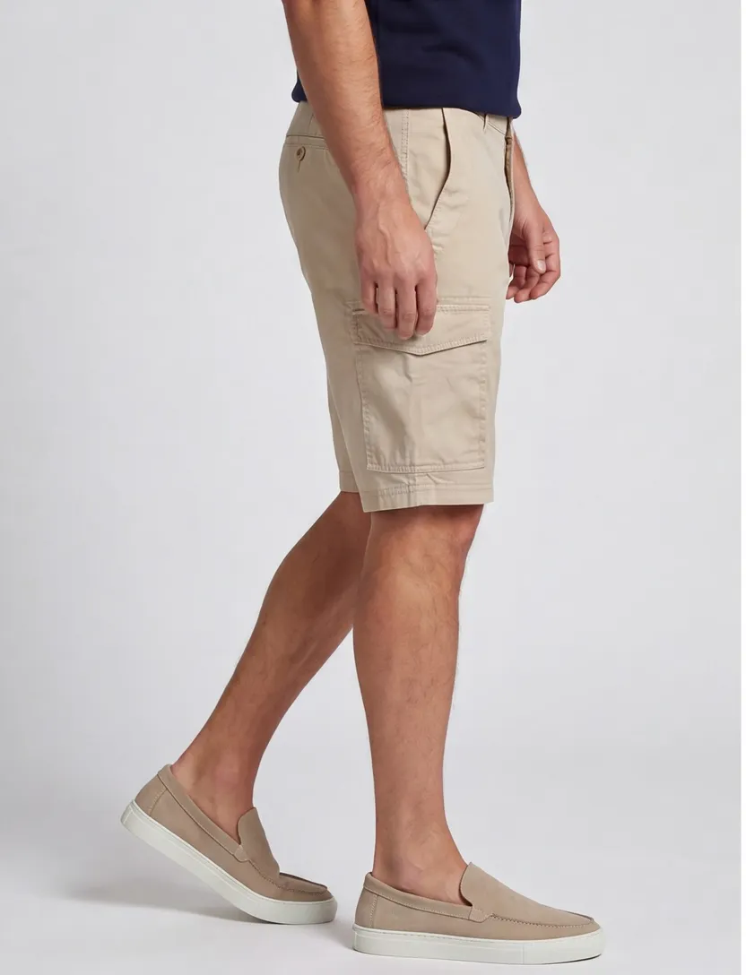 Brax korte broek beige effen cargo
