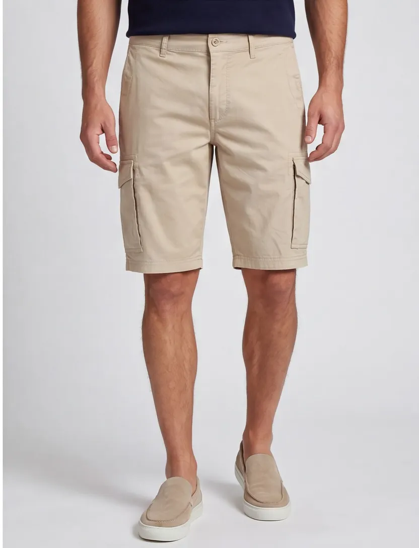 Brax korte broek beige effen cargo