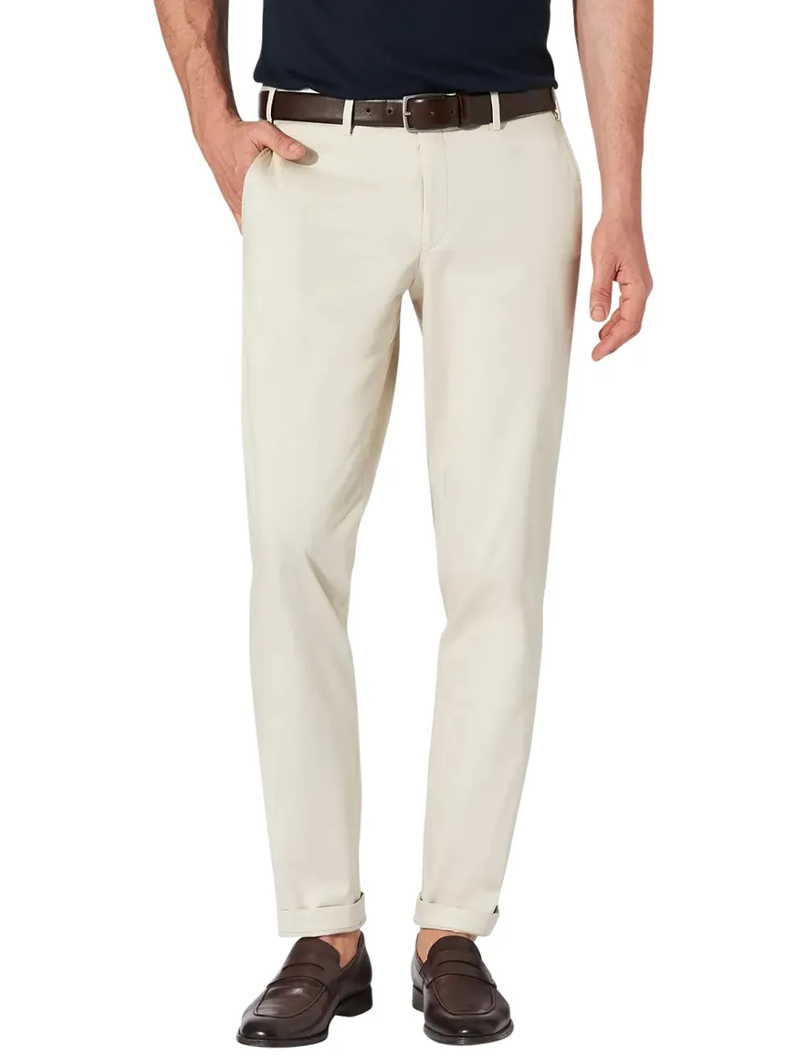 katoenen Hiltl Pantalon creme normale fit effen