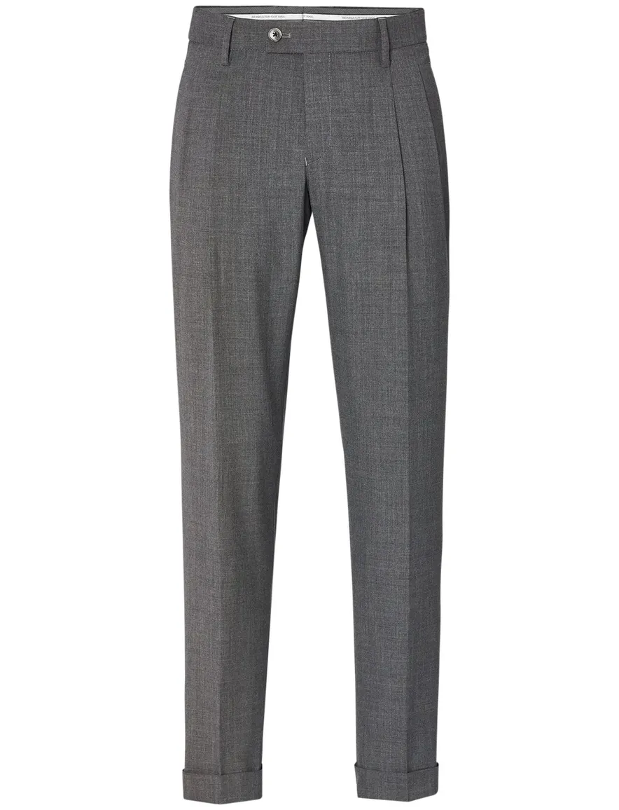 Hiltl Pantalon wol grijs gemeleerd slim fit
