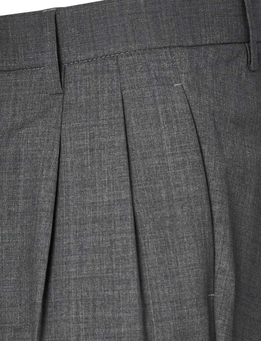 Hiltl Pantalon wol grijs gemeleerd slim fit