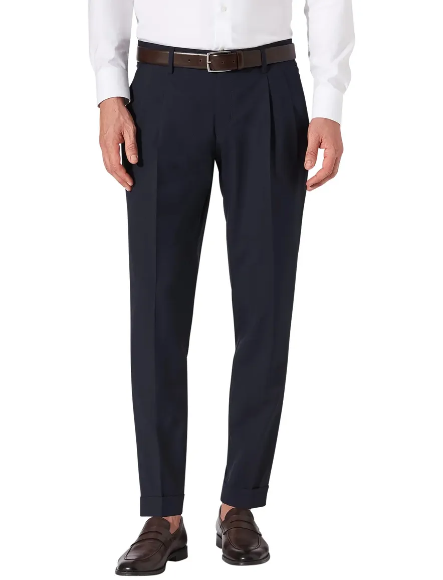 Hiltl wollen pantalon donkerblauw effen wol