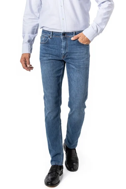 Hiltl jeans blauw effen denim stretch