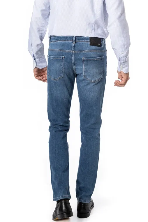 Hiltl jeans blauw effen denim stretch