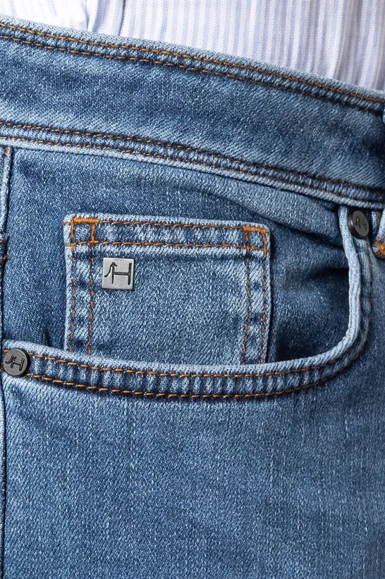 Hiltl jeans blauw effen denim stretch