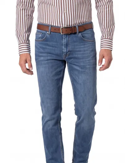 Hiltl Hiltl jeans blauw effen denim stretch