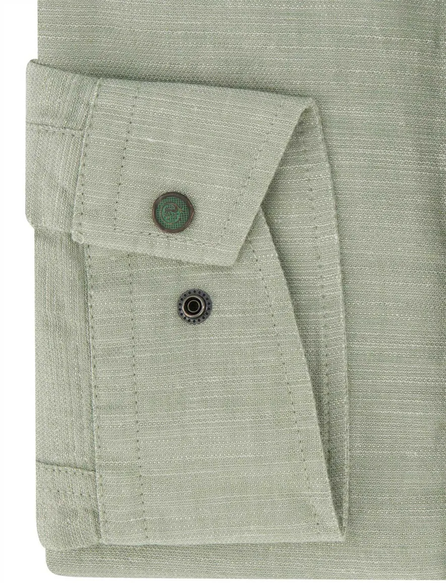 Cast Iron casual overhemd normale fit lichtgroen effen