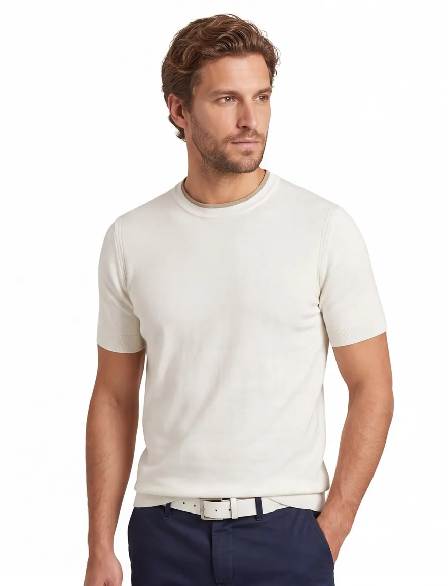Cast Iron t-shirt wit ronde hals 100% katoen