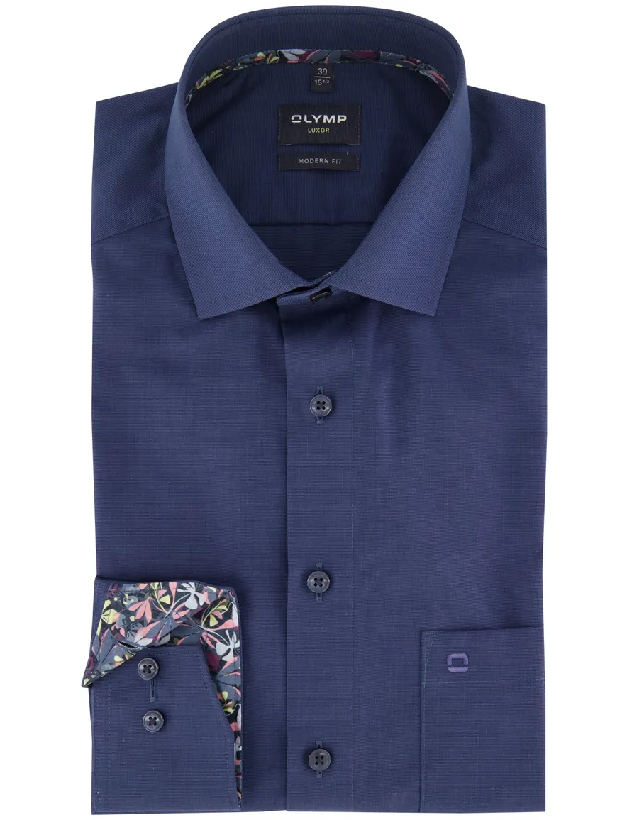 Navy uni Olymp overhemd korte mouw Luxor Modern Fit