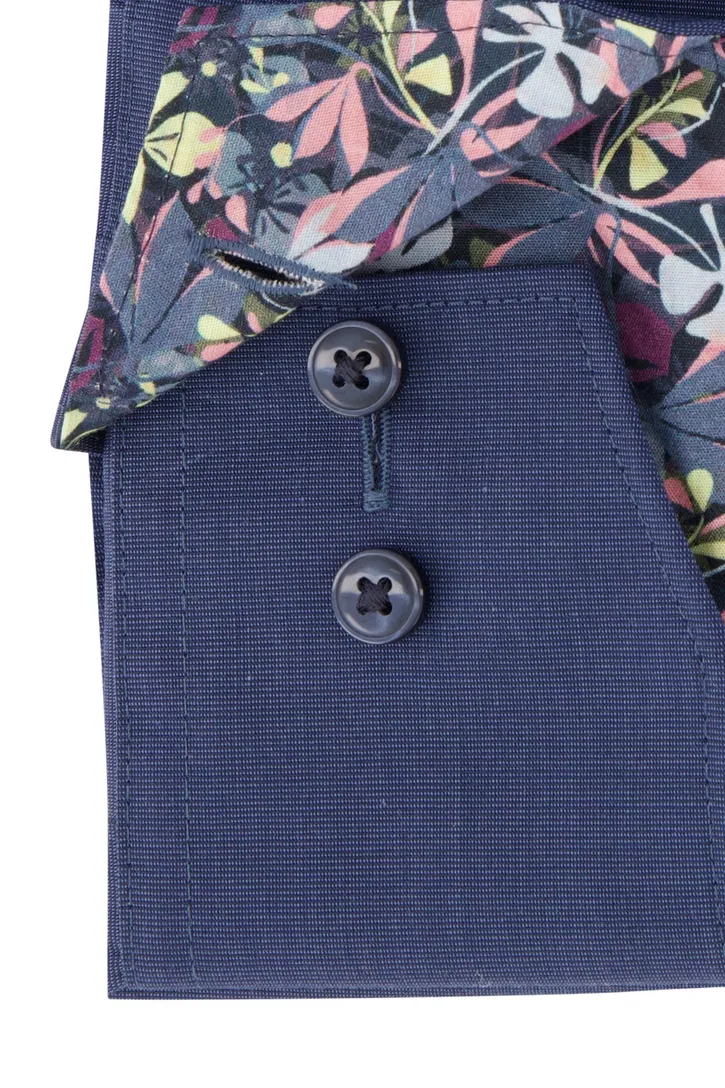 Luxor Modern Fit Olymp overhemd korte mouw donkerblauw effen