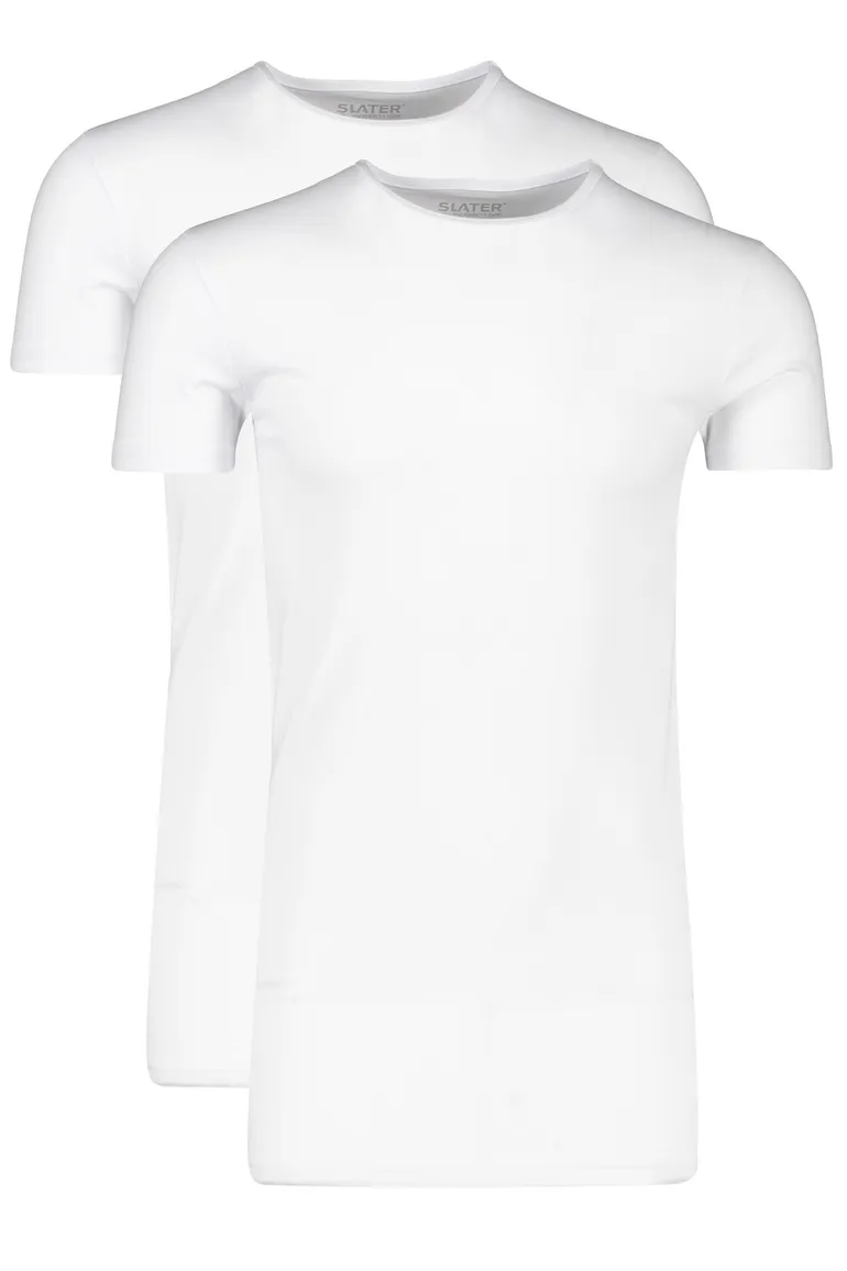 Slater t-shirt extra lang wit katoen 2-pack