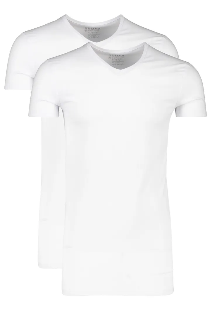 Extra long fit Slater 2-pack t-shirt wit korte mouw katoen