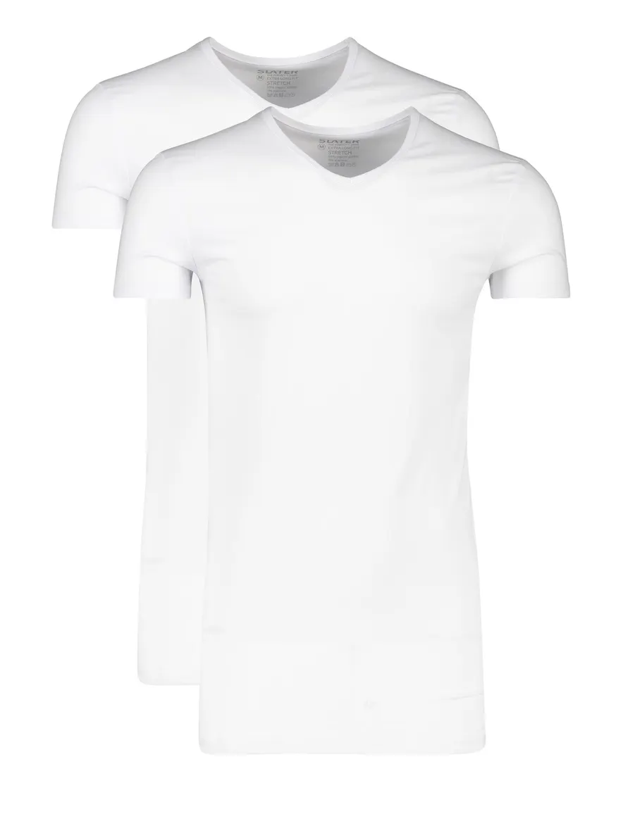 Slater t-shirt wit katoen extra long fit 2-pack