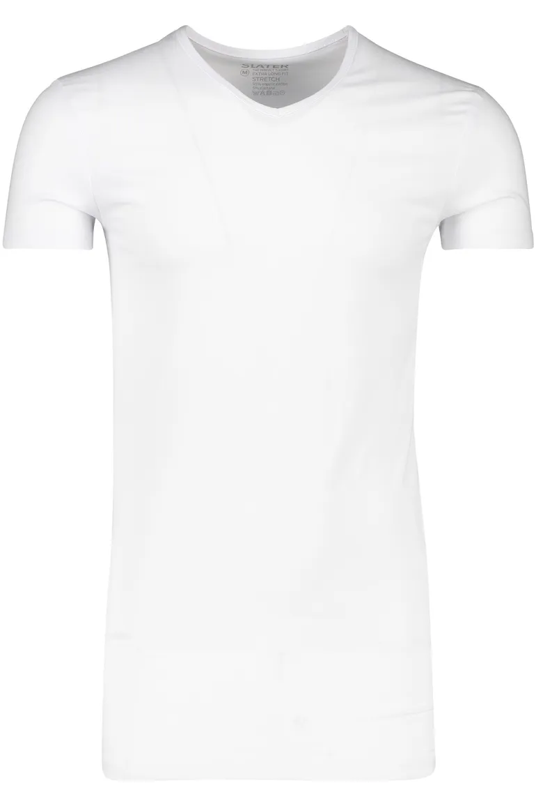 Slater t-shirt wit katoen extra long fit 2-pack
