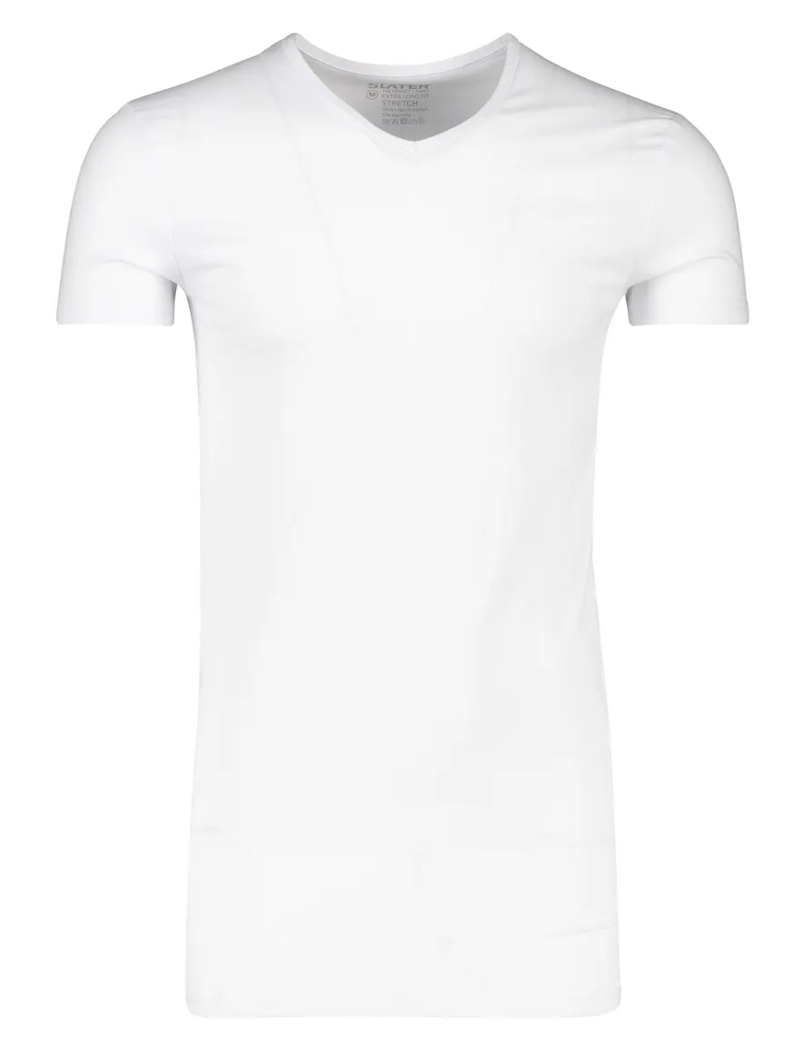 Slater t-shirt wit katoen extra long fit 2-pack