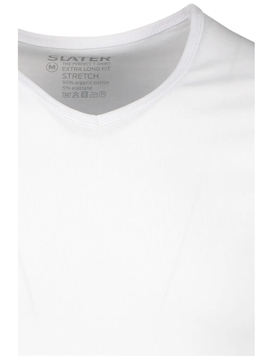 Slater t-shirt wit katoen extra long fit 2-pack