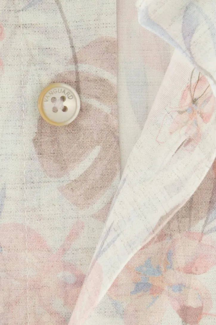 katoenen Vanguard overhemd korte mouw bloemen