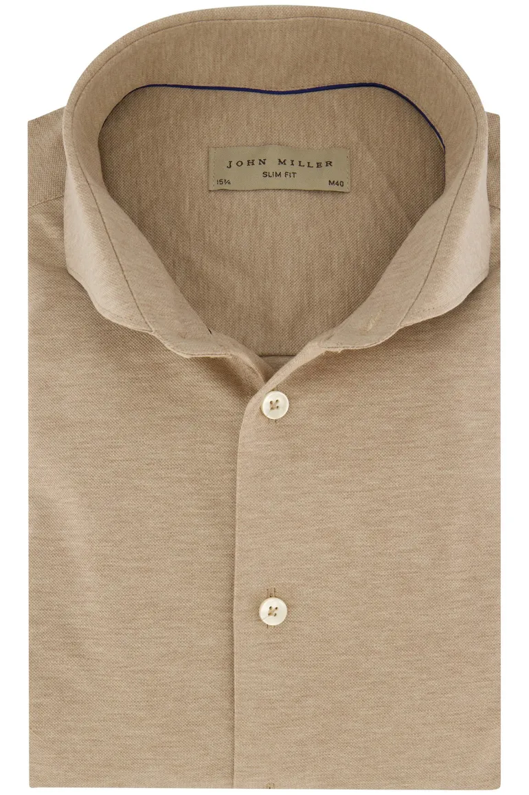 John Miller overhemd beige slim fit